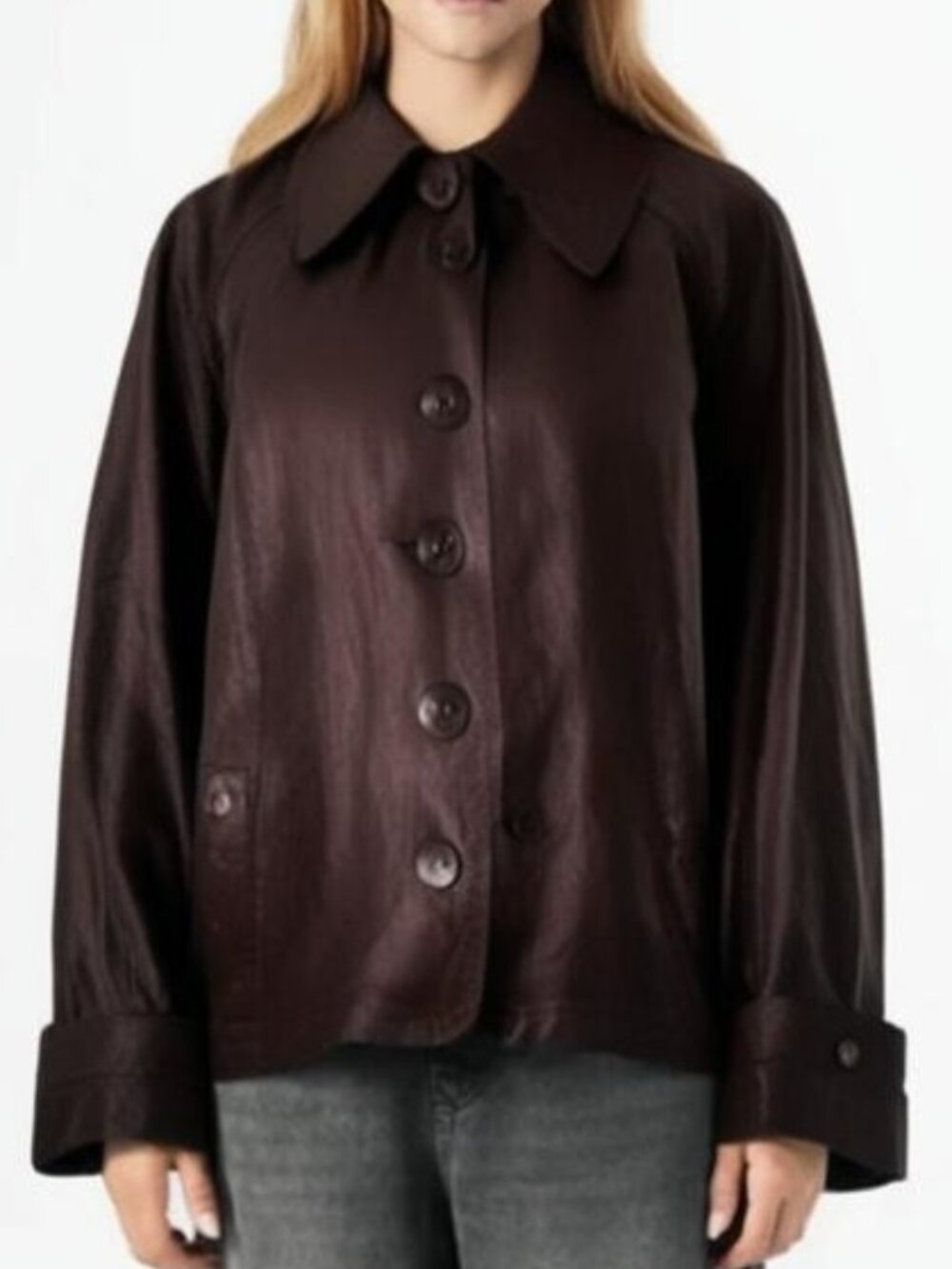 Tribal Women’s Long Sleeve Lined Burgundy Button-Up Coat Jacket Size 12 - Picture 16 of 16